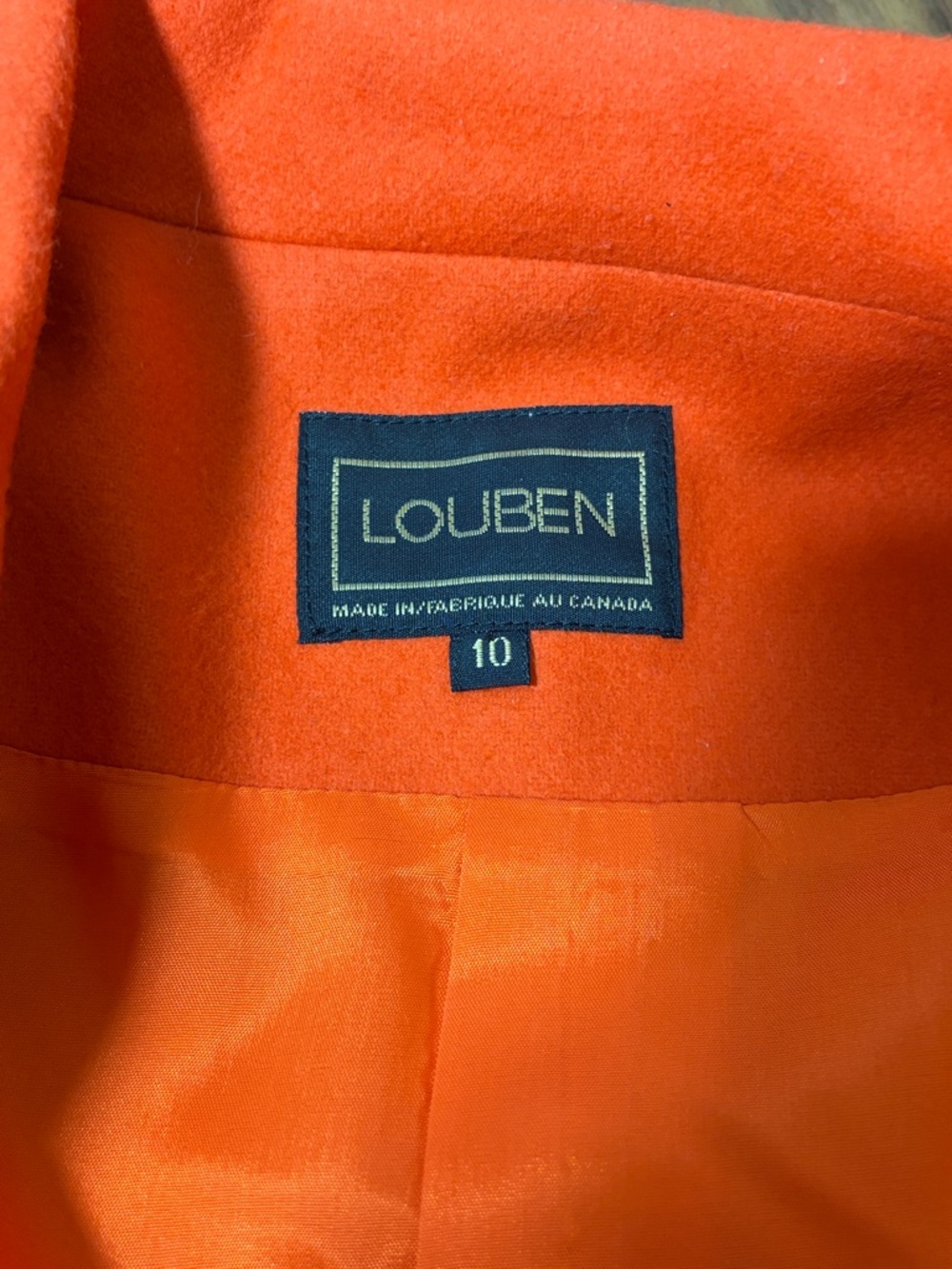 Lambswool Vintage Statement Coat. Louben Double Breasted Orange Jacket Size 10 - Picture 8 of 13